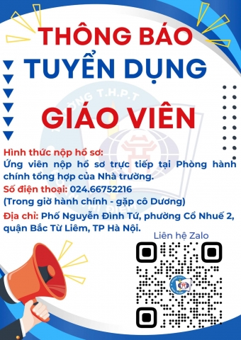 THÔNG BÁO TUYỂN DỤNG GIÁO VIÊN TIN HỌC