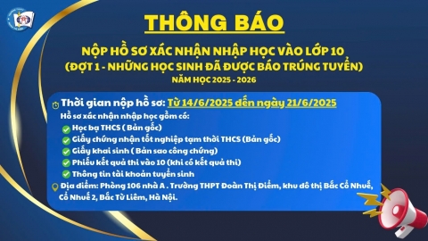 THÔNG BÁO XÁC NHẬN NHẬP HỌC LỚP 10 – ĐỢT 1